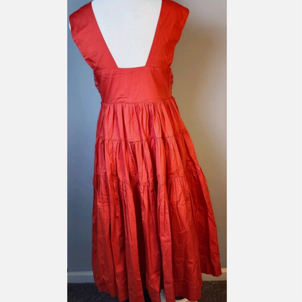 Anthropologie Petite The Helena Square Neck Tiered Midi Dress Boho - Picture 5 of 5